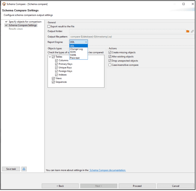 Schema Compare Settings